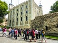 Many tourists visiting ancient White Tower of London